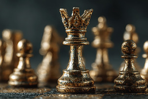 Gold Chess Pieces Queen Pawn Strateg, a Photo by Pixeness Studio