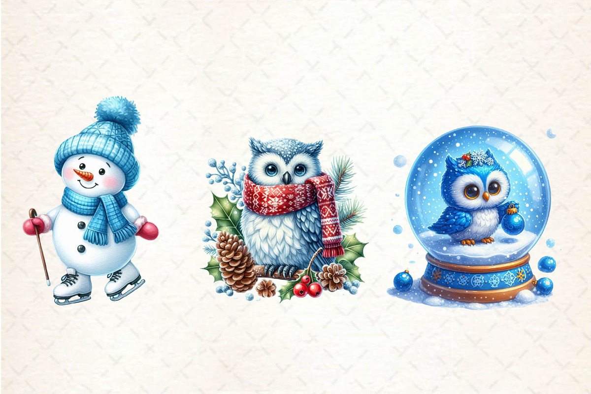 Christmas owl Sublimation Clipart, an Illustration by CreationArt (Photo 5 of 5)