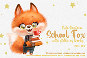 Cartoon fox with textbooks, an Animal Illustration by Azuzlikus (Thumbnail 1 of 3)