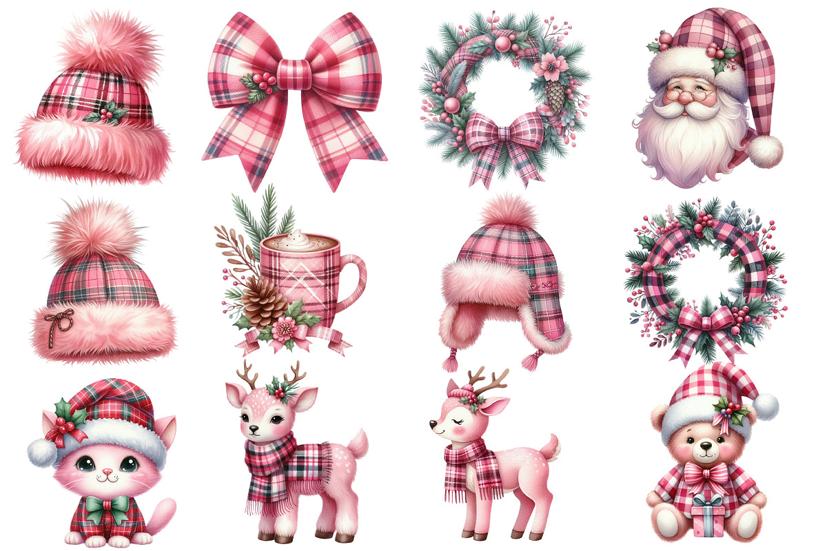 Pink Plaid Christmas Sublimation, an Illustration by Designworld (Photo 2 of 5)