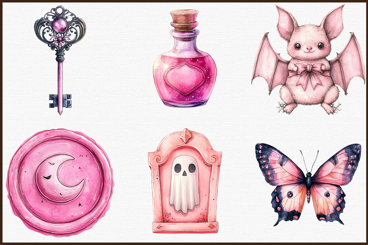 Pink Ephemera Halloween Clipart, an Illustration by Sublimation Artist (Photo 3 of 6)