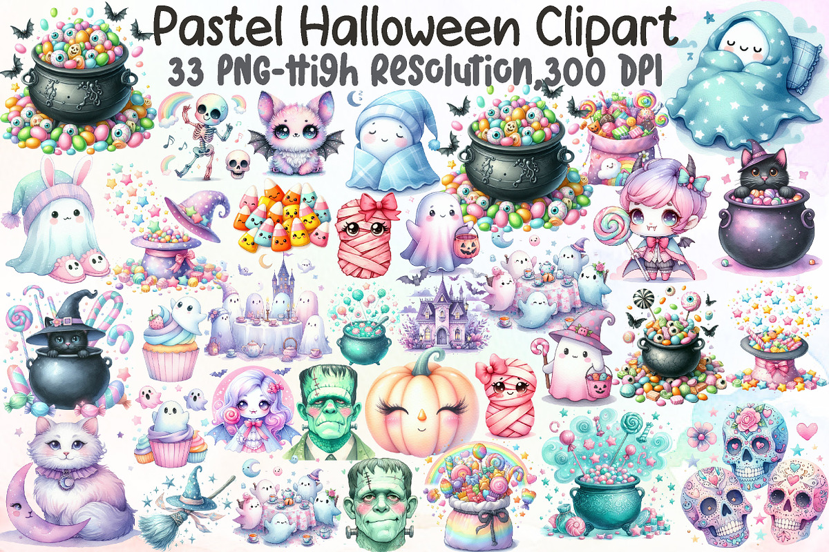 Pastel Halloween Clipart, an Illustration by Sublimation Artist (Photo 1 of 6)