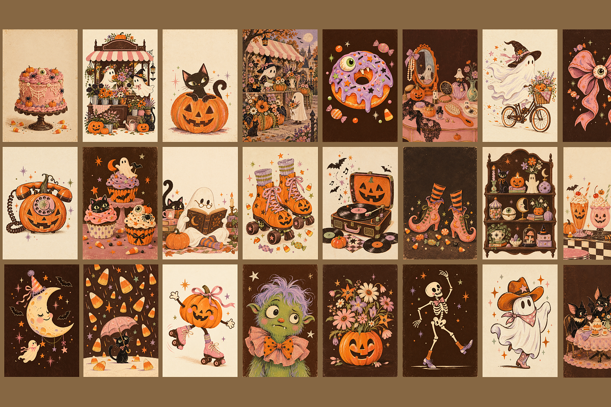 Retro Spooky Halloween Illustrations, a Background Graphic by MarisoArt (Photo 5 of 6)