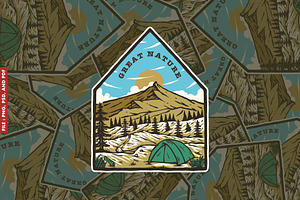 Camping Nature Badge Illustration