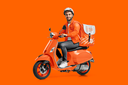 Delivery guy on scooter Mockup, an Advertising Mockup by BlackMockup (Thumbnail 11 of 12)