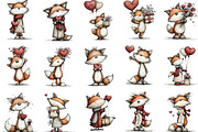 Whimsical Valentine Fox Clipart, an Illustration by Designking (Thumbnail 2 of 5)