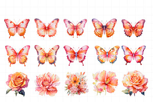 Pink-Orange Butterfly Clipart