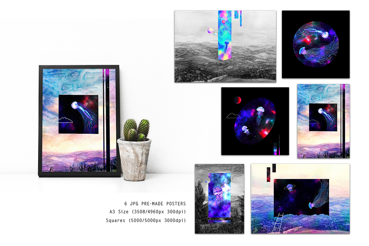 Jellyfish in the Galaxy Abstract set, a Texture Illustration by white angel arts (Photo 5 of 16)