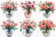 Watercolor Flower Jar Clipart Bundle, an Illustration by Canvas Craft (Thumbnail 4 of 8)