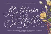 Bottonia Scottella Calligraphy Font, a Script Font by stylishtype.co (Thumbnail 1 of 20)