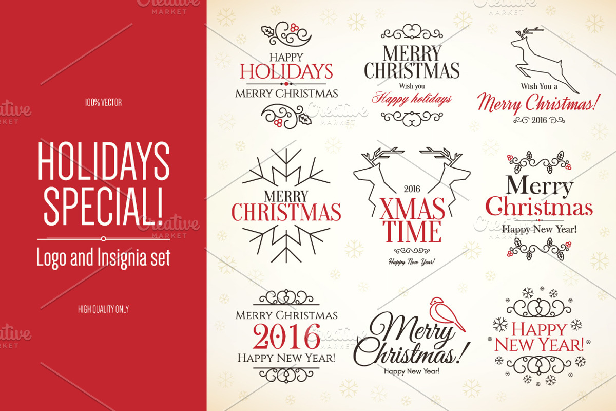 9 Christmas and New Year symbols, a Branding & Logo Template by Restaurant Menu & Logos