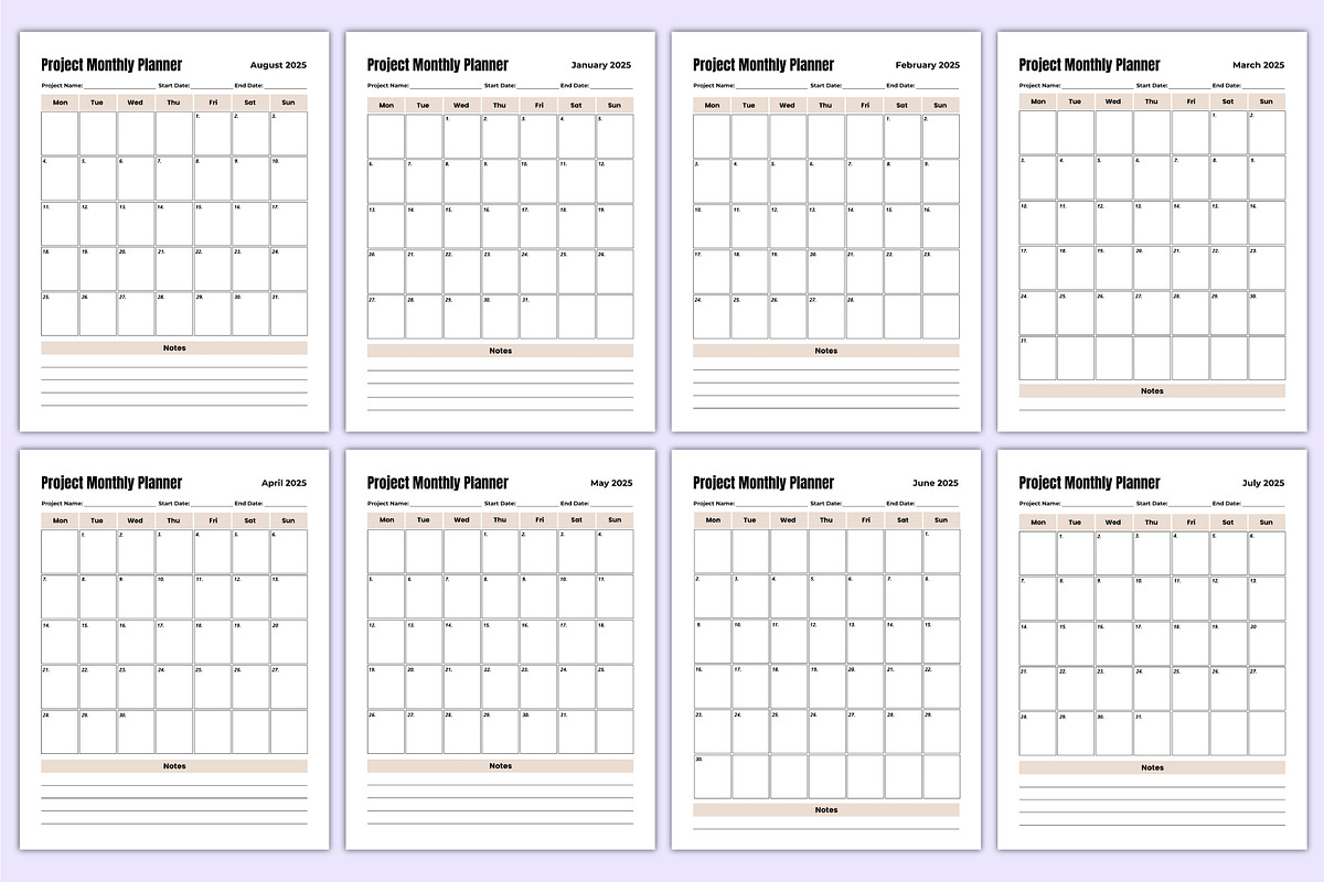 2025 Project Planner Canva Template, a Stationery Template by Mustafiz (Photo 3 of 4)