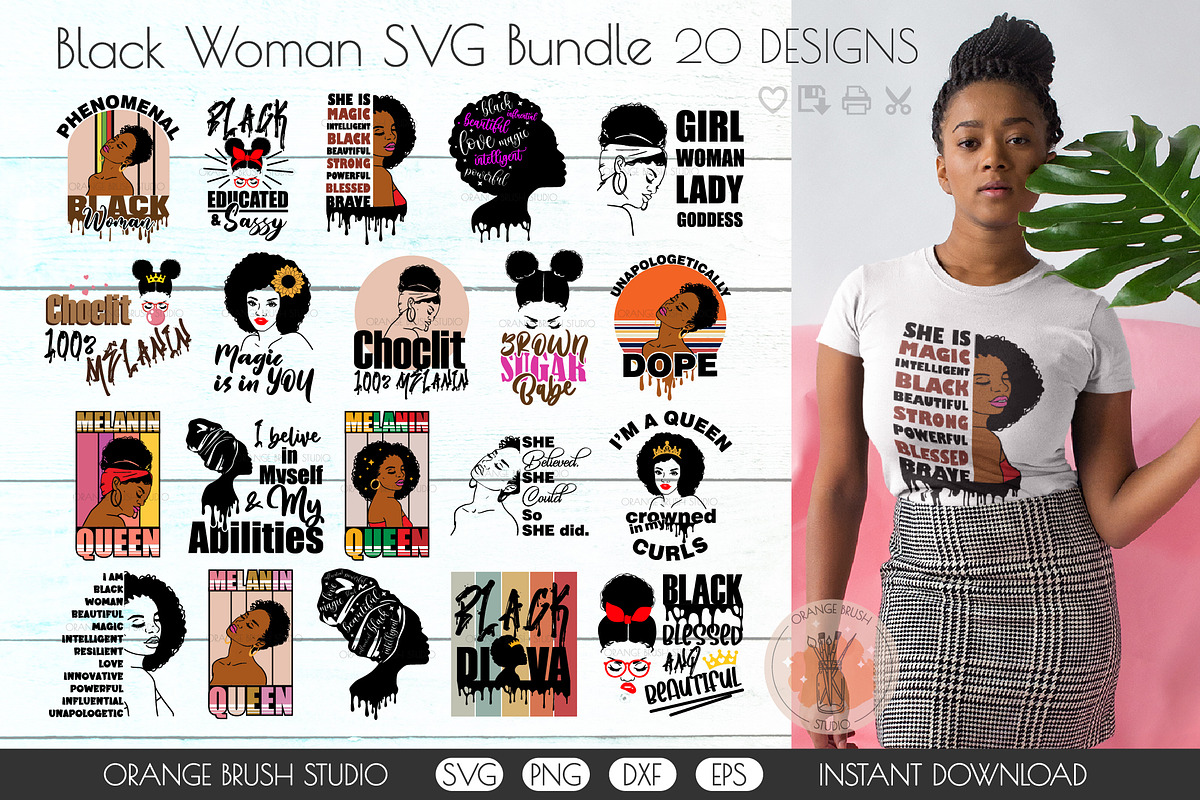Black Woman Inspirational Quotes SVG, an Illustration by Orange Brush Studio (Photo 1 of 5)