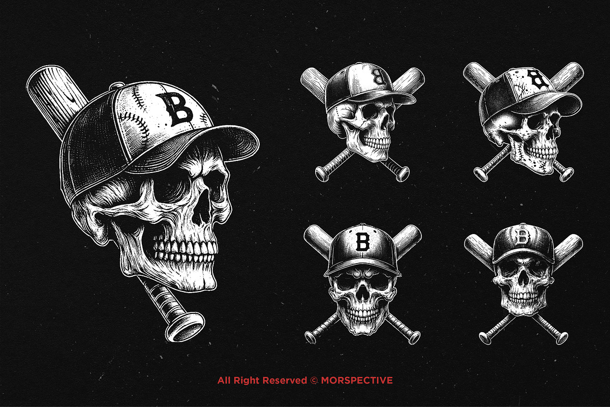 10 Bundle Dark Art Skull Bat Basebal, an Illustration by Morspective (Photo 5 of 7)