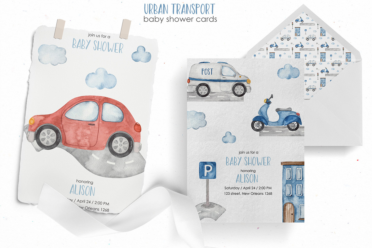 Urban transport watercolor, a Decorative Illustration by Marina Ermakova (Photo 4 of 10)