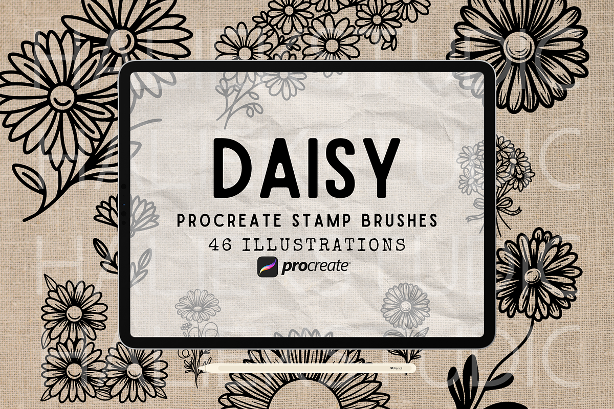 Daisy Procreate Stamp Brush Set, a Brush Add-On by HalieKStudio