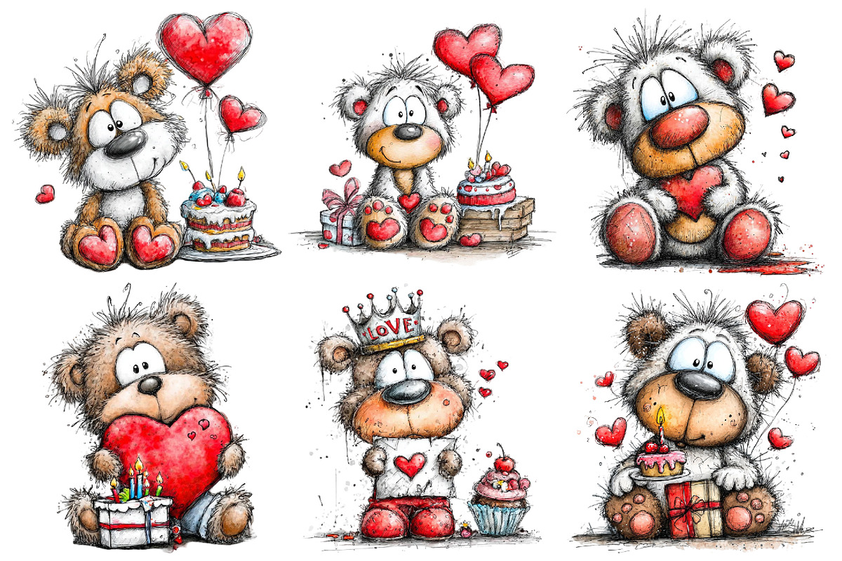 Valentins Day Birthday Party Teddy, an Illustration by Pixels.Craft (Photo 2 of 5)