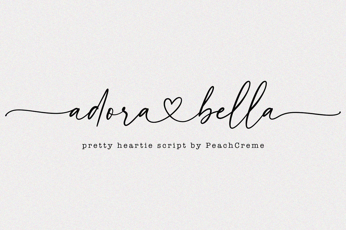 Adora Bella //  Heart Script Font, a Handwritten Font by PeachCreme (Photo 1 of 10)