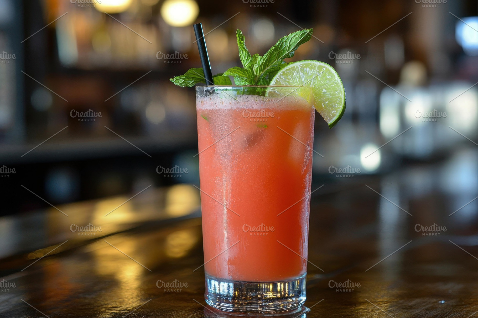 Refreshing mint and lime cocktail se, a Photo by Tanuart