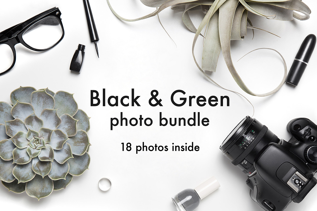 Black & Green photo bundle, an iPhone Mockup by KateAedon (Photo 1 of 3)