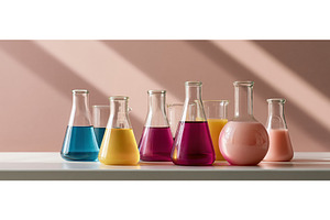 Colorful Laboratory Flasks With, a Technology Photo by piter.goskov