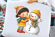 Christmas Girl with Snowman PNG, an Illustration by Craft Nest (Thumbnail 3 of 11)