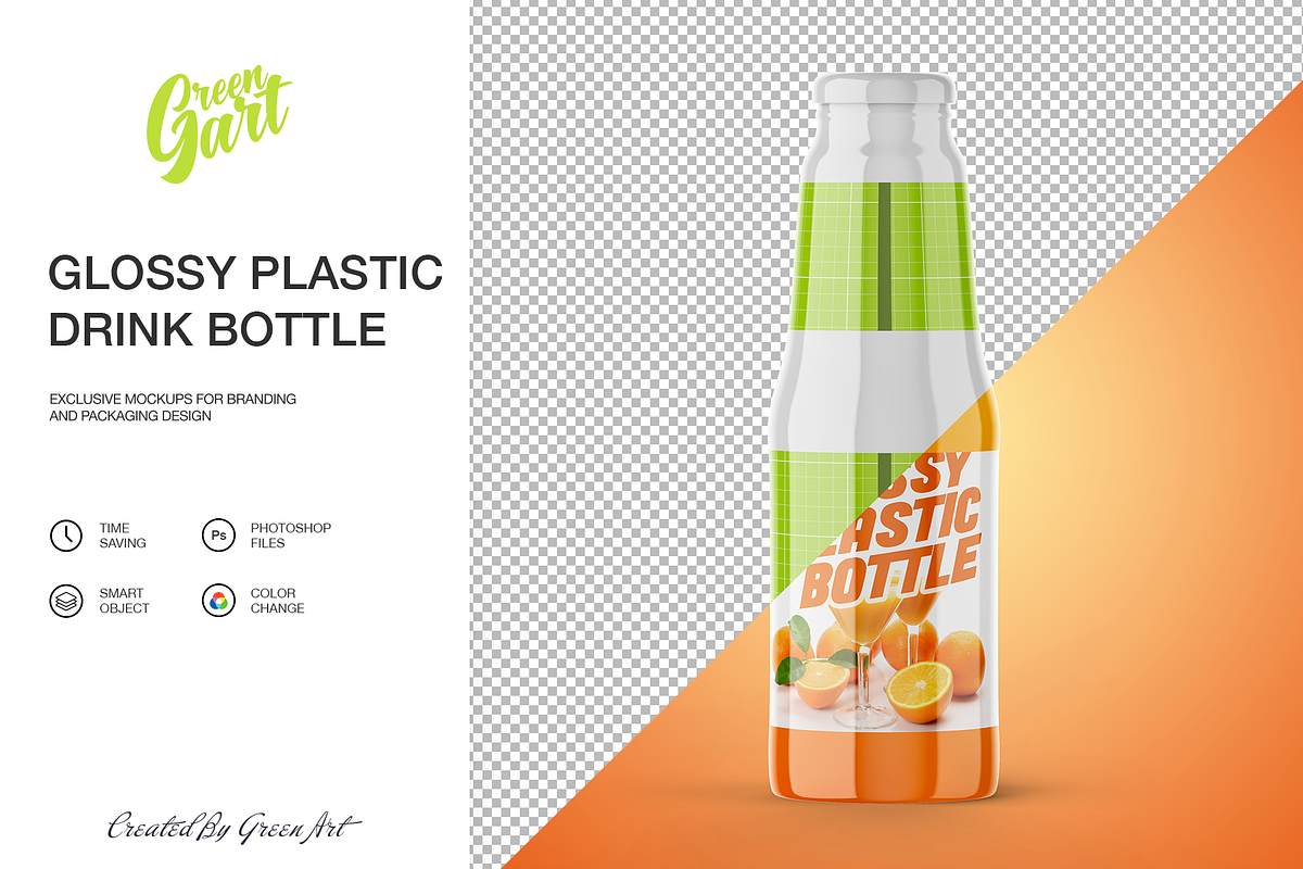 Glossy Plastic Drink Bottle Mockup, a Product Mockup by Green Art (Photo 2 of 5)