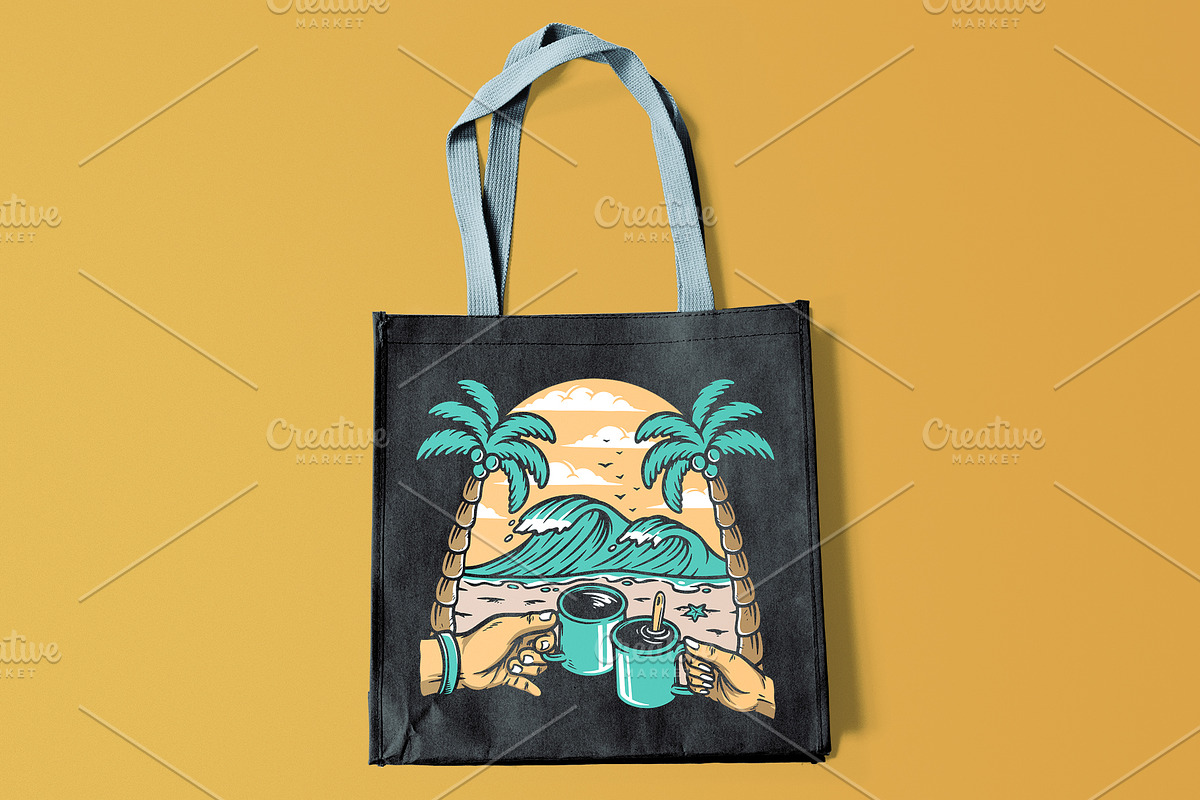enjoying coffee on the beach, a Person Illustration by gunaonedesign (Photo 3 of 3)