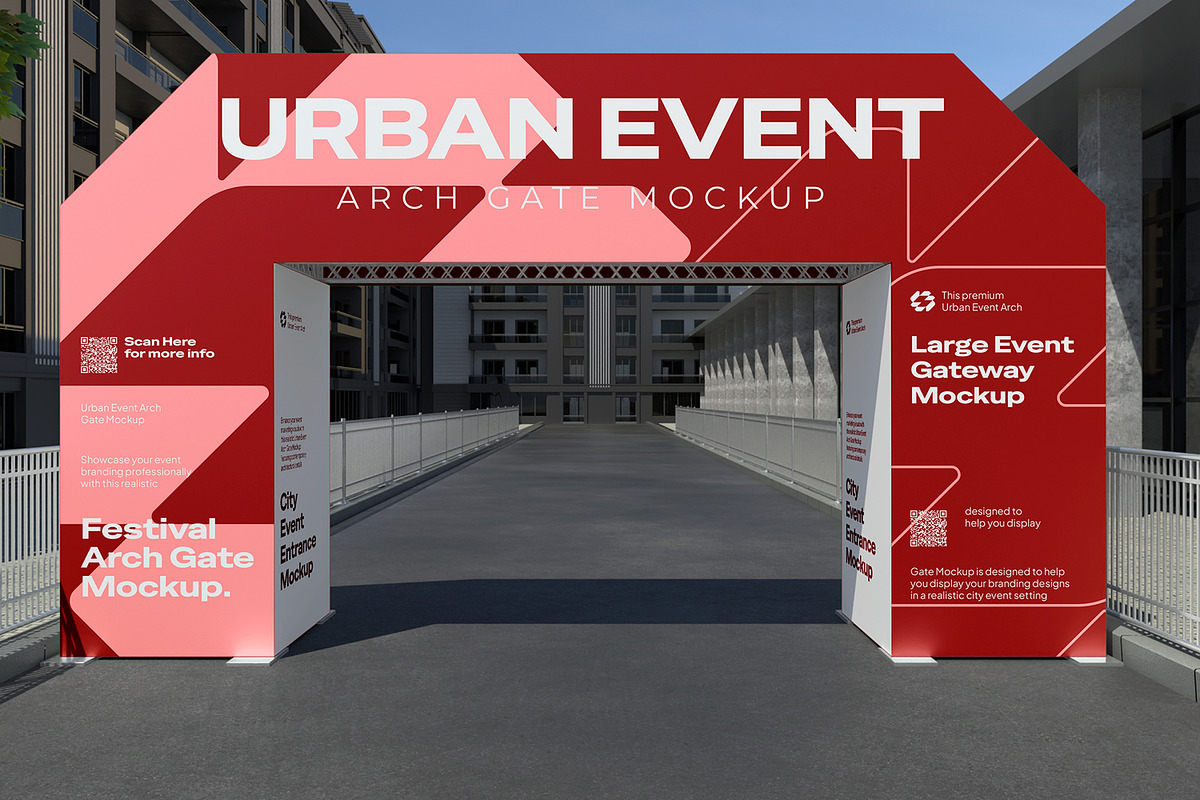 Urban Event Arch Gate Mockup, an Advertising Mockup by Unerispace (Photo 2 of 5)