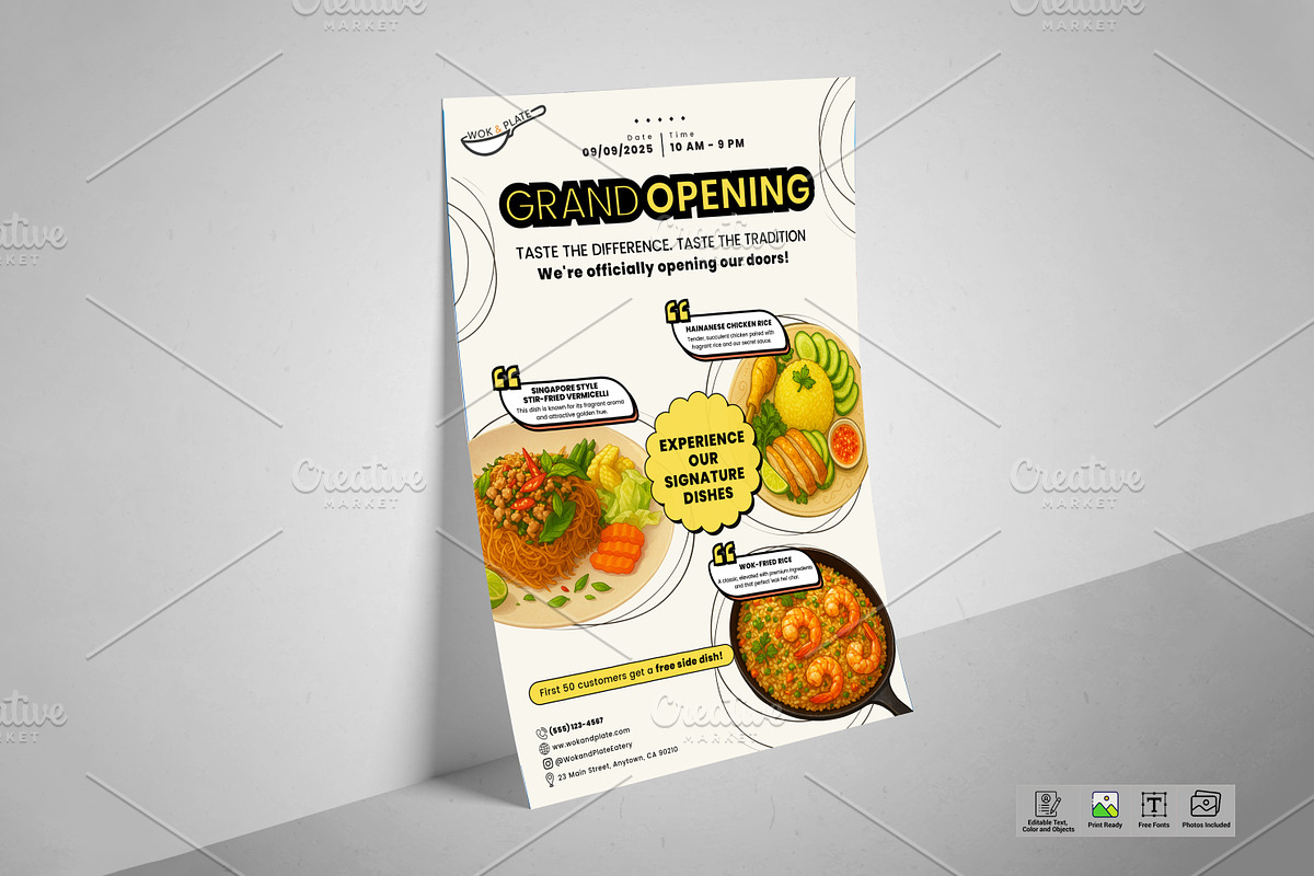 A5 Restaurant Opening Flyer Template, a Flyer Template by Offload VN