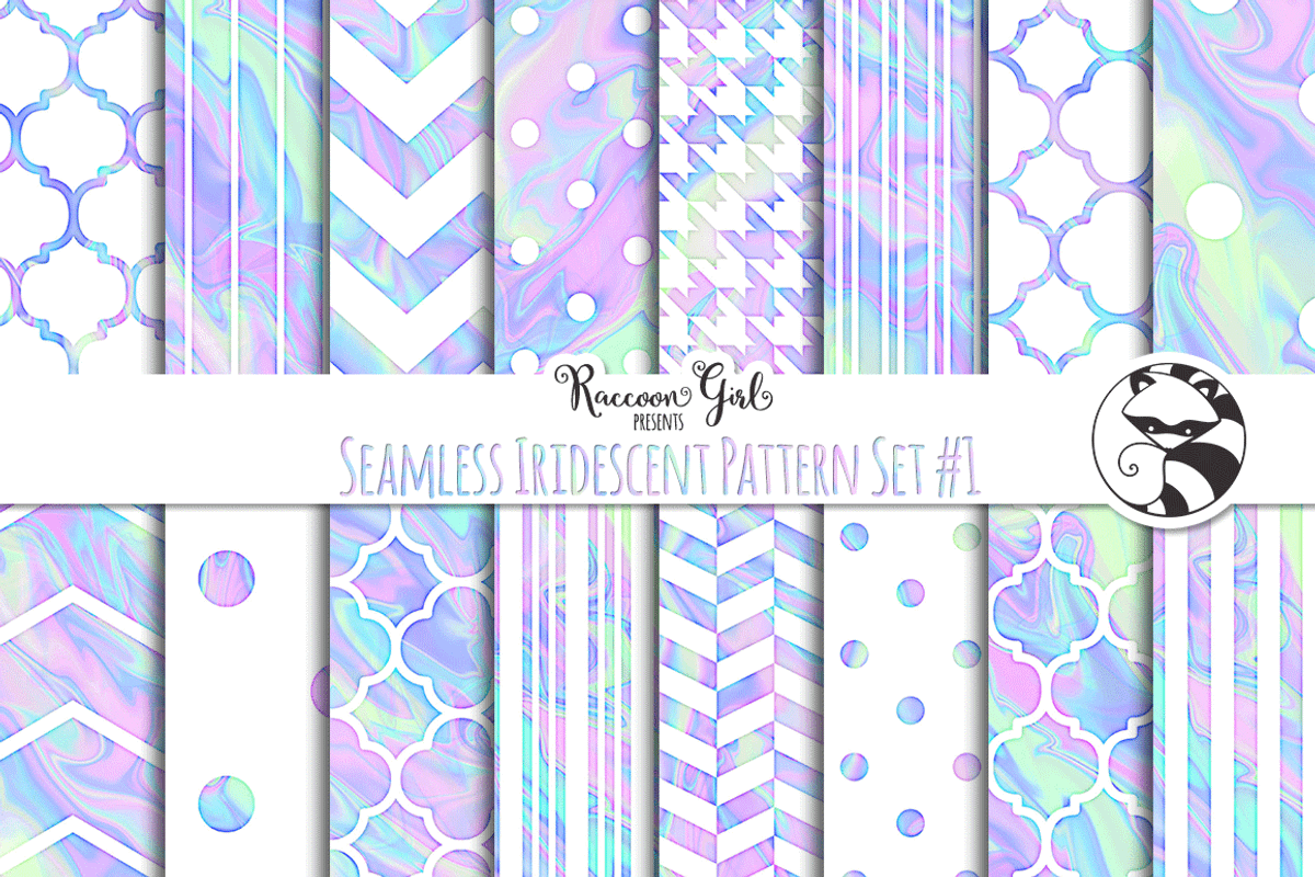Seamless Iridescent Patterns #1, a Pattern Graphic by RaccoonGirl Design (Photo 1 of 3)