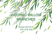 Weeping Willow Branches, a Decorative Illustration by Valentyna Smordova (Thumbnail 1 of 7)