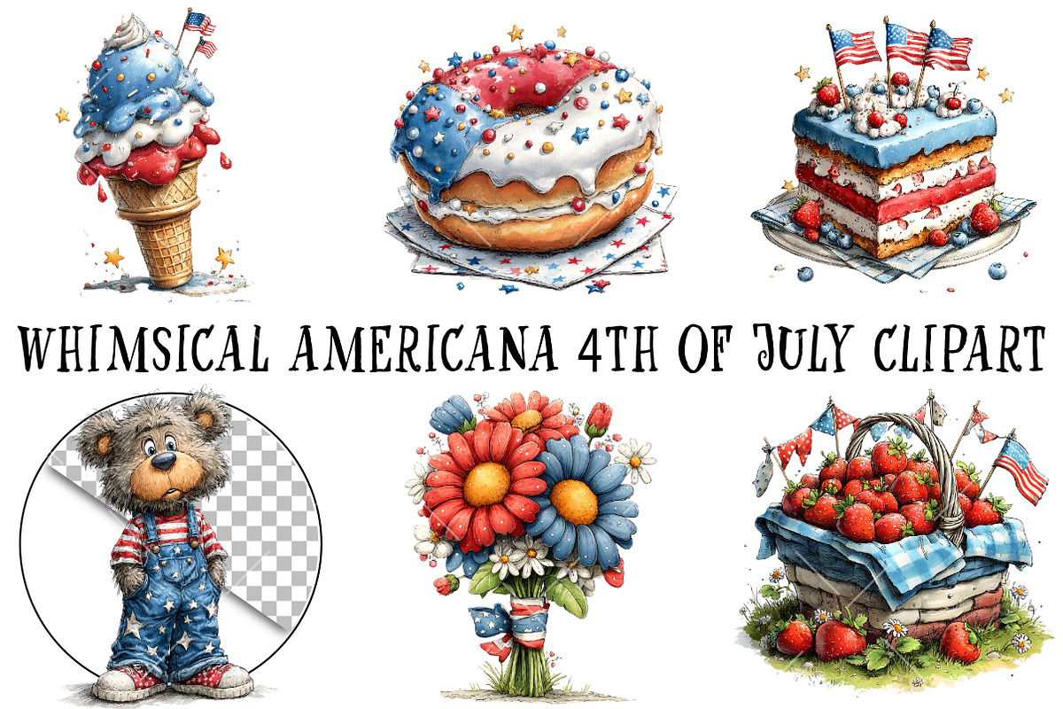Whimsical Americana 4th of July Clip, an Illustration by OK Design (Photo 2 of 6)