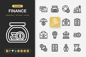 Finance Icons, an Outline Icon by Spacepixel Creative