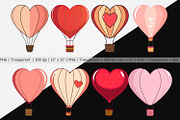 Heart Hot Air Balloon Clipart, a Graphic by Artnoy (Thumbnail 2 of 5)