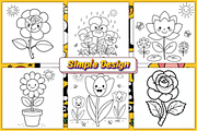 Bold and Easy Flowers Coloring Pages, a Decorative Illustration by Ink Gallery (Thumbnail 2 of 4)