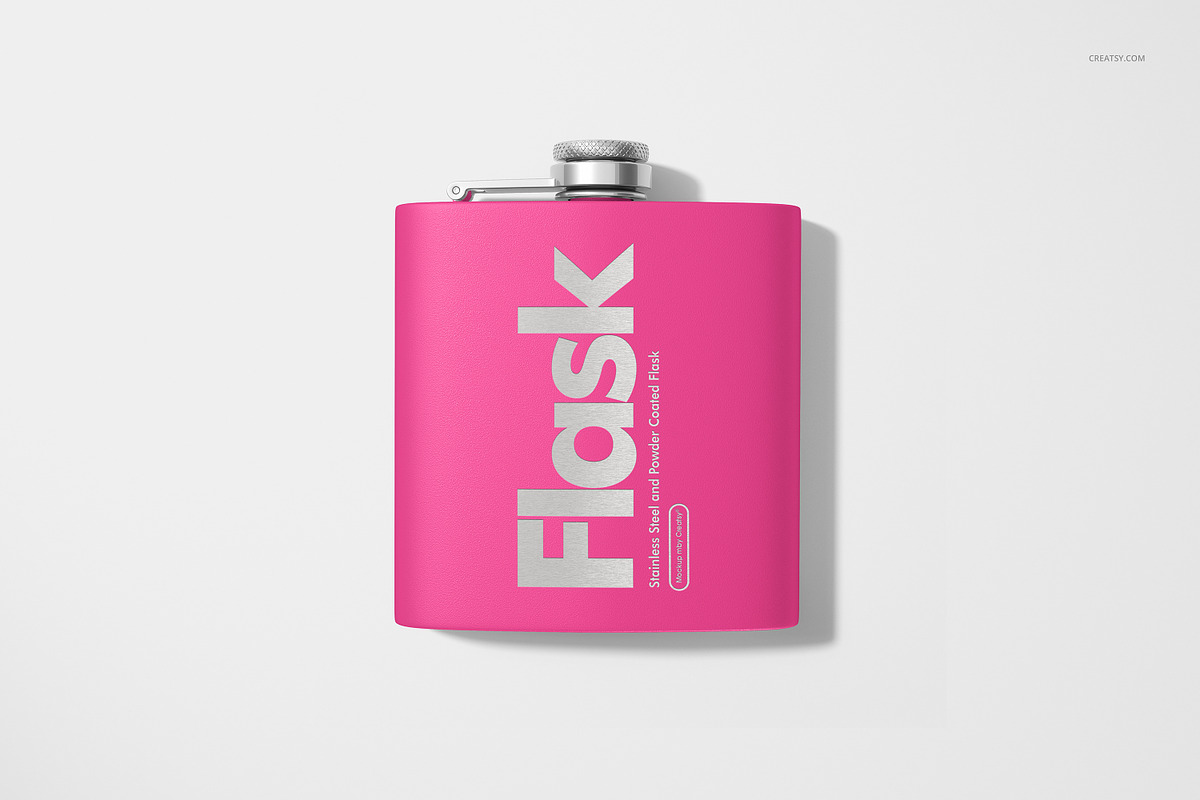 S.Steel & Powder Coated Flask Mockup, a Cups & Container Mockup by creatsy5 (Photo 7 of 9)