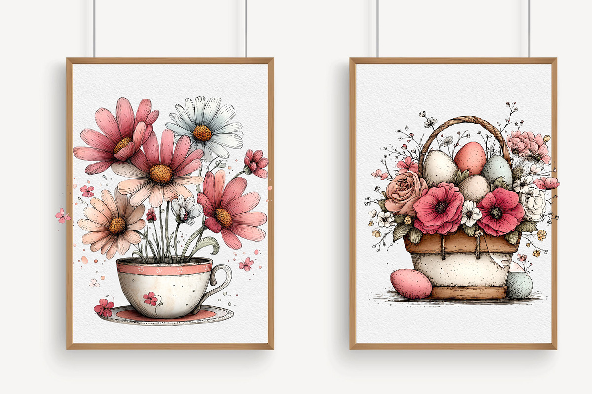 Whimsical Spring Easter Basket Clipa, an Illustration by Libby Wishes (Photo 2 of 5)