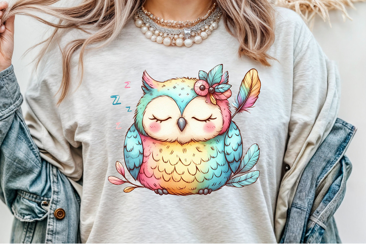 Cute Sleeping Baby Owl Clipart, an Illustration by Sublimation Artist (Photo 2 of 9)