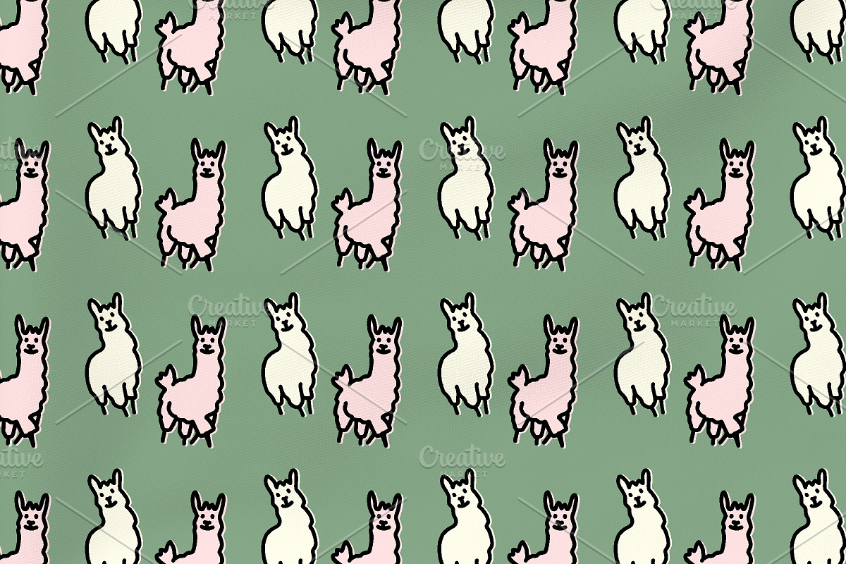Twin Llama Pattern, a Pattern Graphic by Pyopo (Photo 3 of 3)