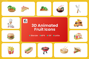 3D Animated Food Icons, a Food & Drink 3D Model by Flat Icons