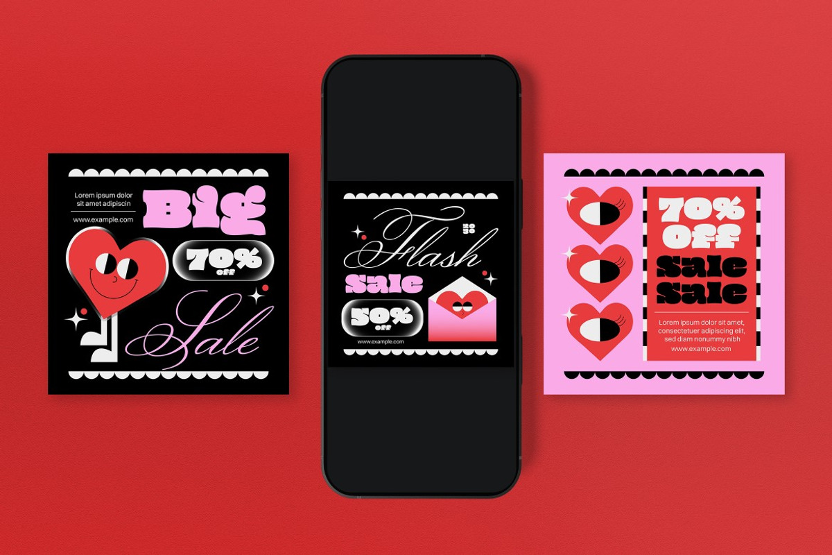 Black Pink Valentine Sale Banner, an UI Kit Template by graphicook (Photo 3 of 8)