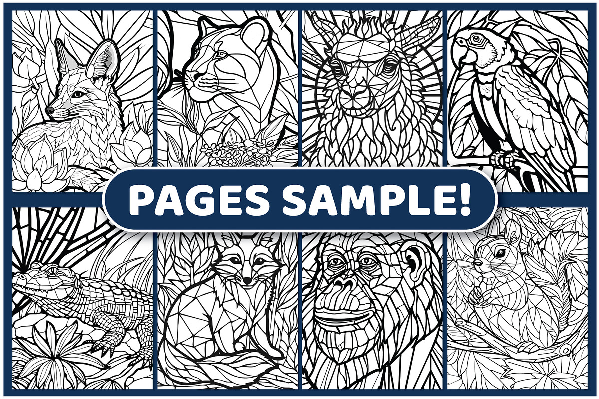 Stained Glass Animals Coloring Pages, an Illustration by BrightMart (Photo 2 of 3)