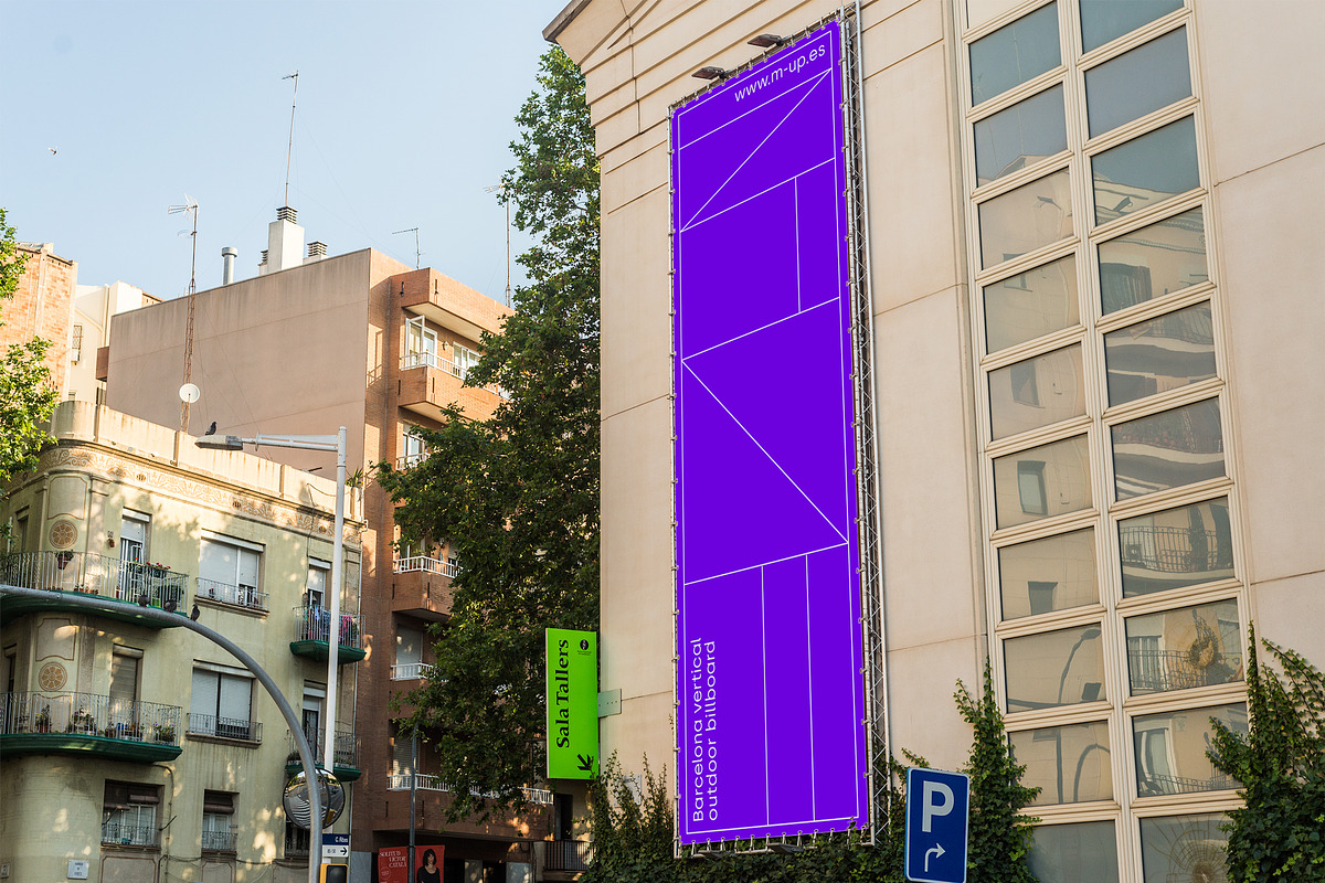 Barcelona Vertical Billboard Mockup, an Advertising Mockup by M-up (Photo 3 of 3)