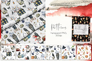 Watercolor Halloween night clipart, a Decorative Illustration by Yuliya Derbisheva (Thumbnail 7 of 11)