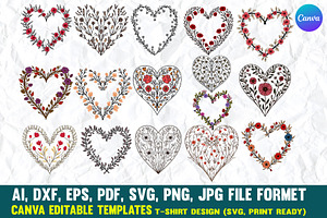 Botanical Valentine Embroidery SVG