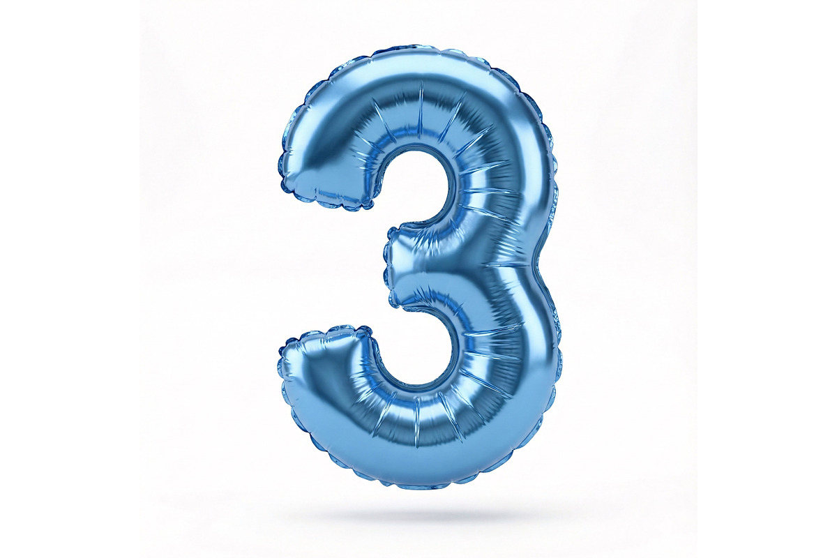 Blue Metallic Number 3 Foil Balloon, a School & Education Photo by shahsoft (Photo 1 of 2)