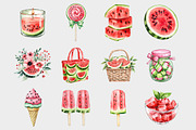 Watercolor Watermelon Clipart, a Seasonal Illustration by Design Market (Thumbnail 2 of 4)