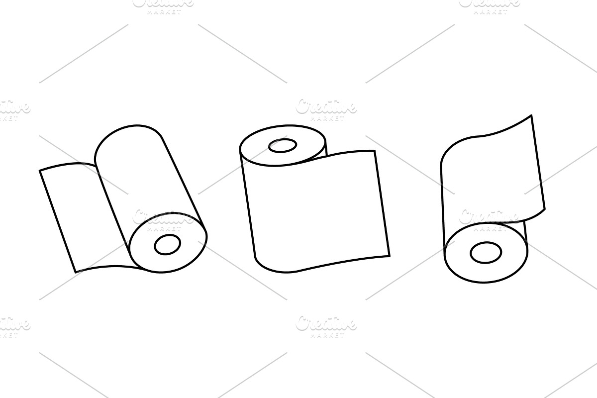 Soft toilet papers outline symbols, an Object Illustration by GraphiShop