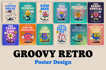 20 Groovy poster template, a Wallpaper Graphic by Creative Graphics